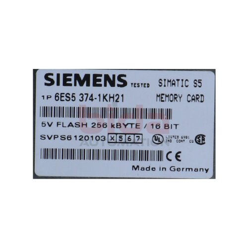 Siemens 6ES5374-1KH21 / 6ES5 374-1KH21  SIMATIC S5, Memory Card kurze Bauform 5V only Flash-EPROM, 256 KByte
