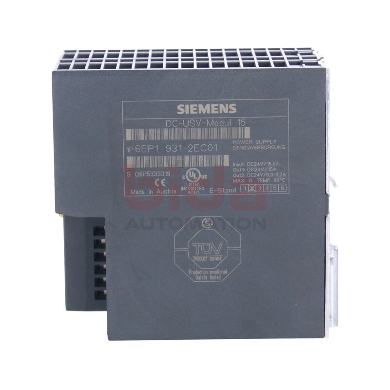 Siemens 6EP1931-2EC31 SITOP DC-USV-Modul 15 Unterbrechungsfreie Stromversorgung mit serieller Schnittstelle Uninterruptible power supply with serial interface