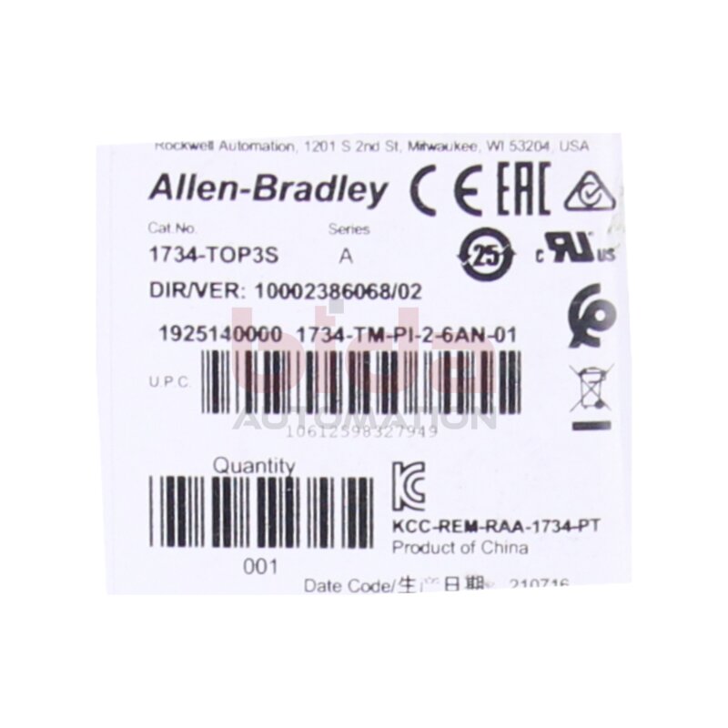 Allen-Bradley 1734-TOP3S POINT I/O Terminal Base