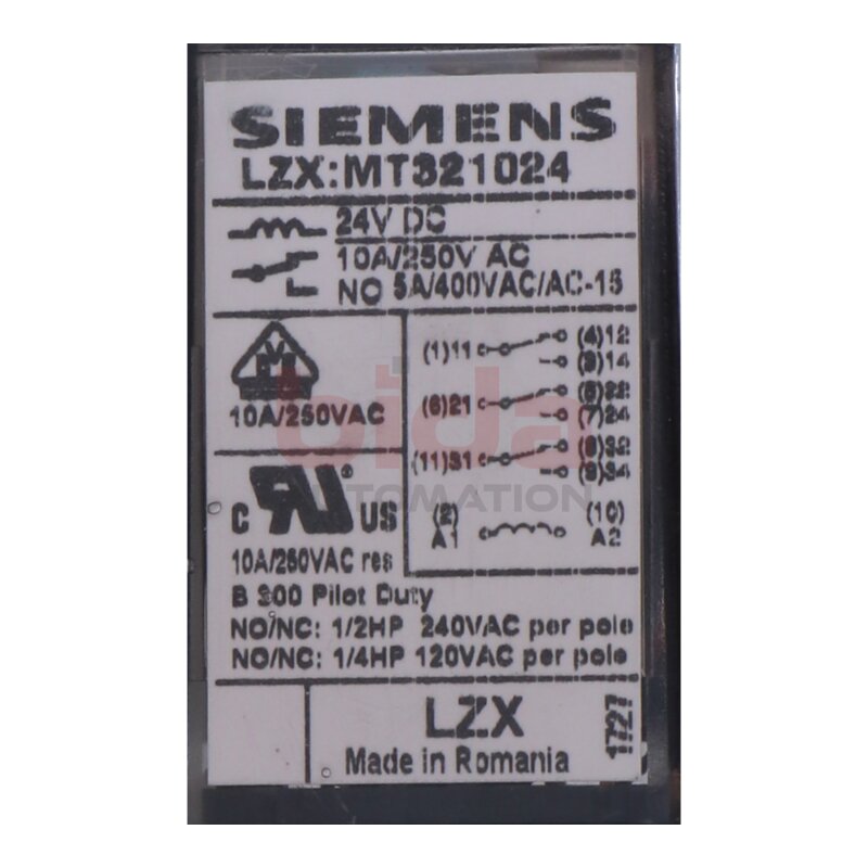 Siemens LZX:MT321024 Steckrelais, 3 Wechsler Relais oder LED 38 mm, DC 24 V / Plug-in relay, 3 changeover contacts Relay or LED 38 mm