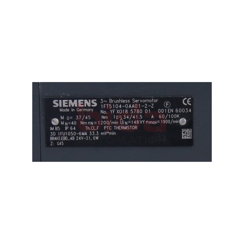 Siemens 1FT5104-0AA01-2-Z / 1FT5 104-0AA01-2-Z AC-Servomotor