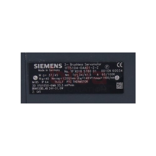 Siemens 1FT5104-0AA01-2-Z / 1FT5 104-0AA01-2-Z AC-Servomotor