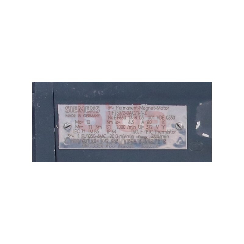 Siemens 1FT5072-0AC71-1-Z / 1FT5 072-0AC71-1-Z  AC-VSA-Motor, ZK 600V