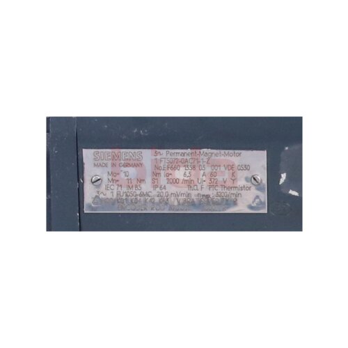 Siemens 1FT5072-0AC71-1-Z / 1FT5 072-0AC71-1-Z  AC-VSA-Motor, ZK 600V