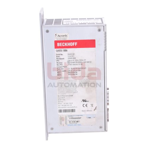 BECKHOFF C6925-1006 L&uuml;fterloser Schaltschrank-Industrie-PC / Fanless control cabinet industrial PC 24V DC