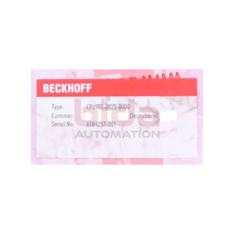 BECKHOFF CP6902-0020-0000 Economy-Einbau‑Control Panel / Economy built-in control panel