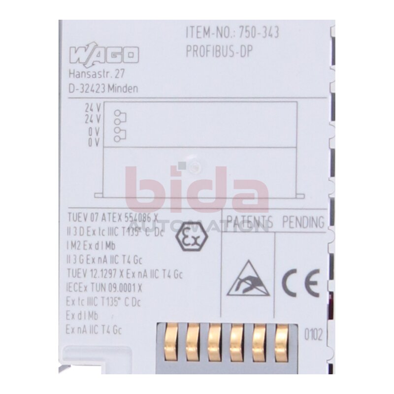 WAGO 750-343 Feldbuskoppler Fieldbus coupler PROFIBUS DP 12 MBd ECO