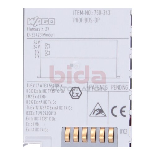 WAGO 750-343 Feldbuskoppler Fieldbus coupler PROFIBUS DP 12 MBd ECO