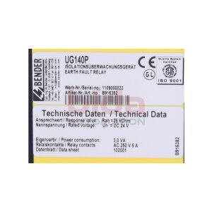 BENDER UG 140 P (B916382)...