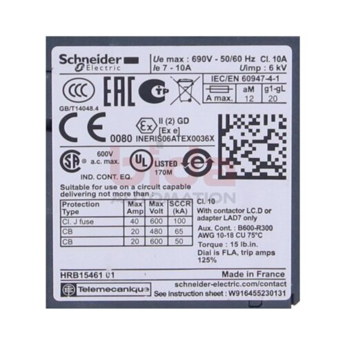 Schneider LRD 14 Motorschutzrelais Motor safety relay