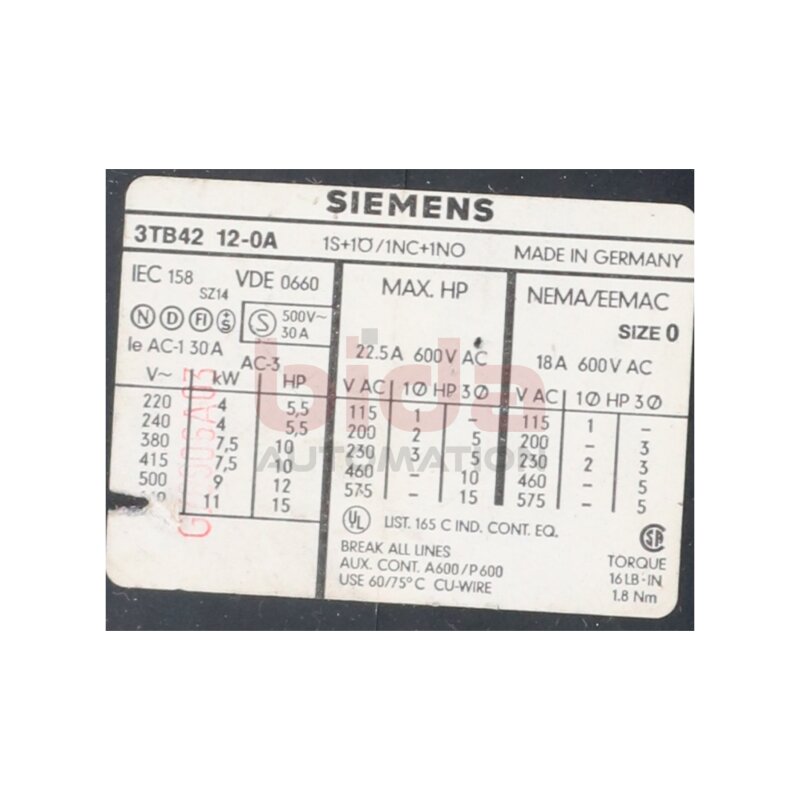 Siemens 3TB42 12-0A