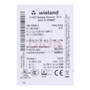 wieland SNO 4003K-A  (R1.188.0500.1) Sicherheitsrelais...
