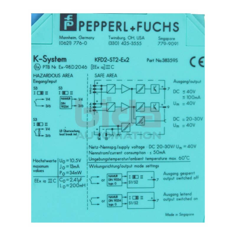 Pepperl+Fuchs KFD2-ST2-Ex2 Schaltverst&auml;rker Switching amplifier
