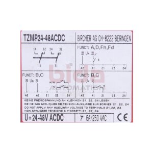 Bircher TZMP24-48ACDC Zeitrelais Time Delay Relay