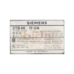 Siemens 3TB46 17-0A  Schütz Contector 80A  220-660V
