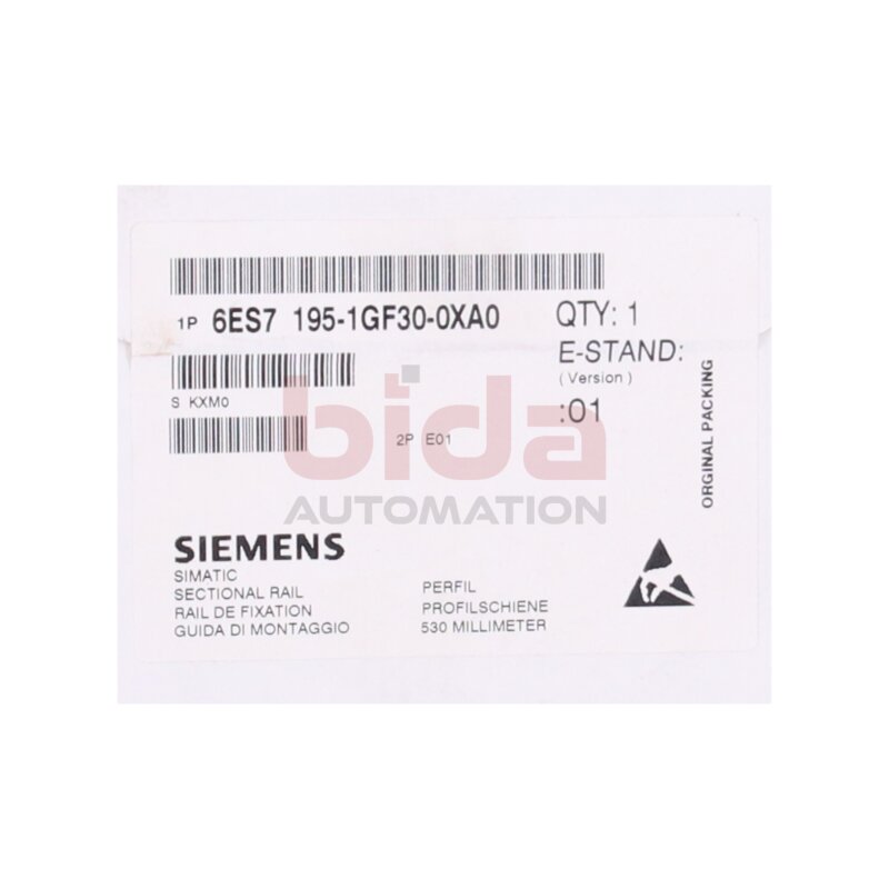 Siemens 6ES7195-1GF30-0XA0 / 6ES7 195-1GF30-0XA0  SIMATIC DP, Profilschiene f&uuml;r / profile rail for ET 200M