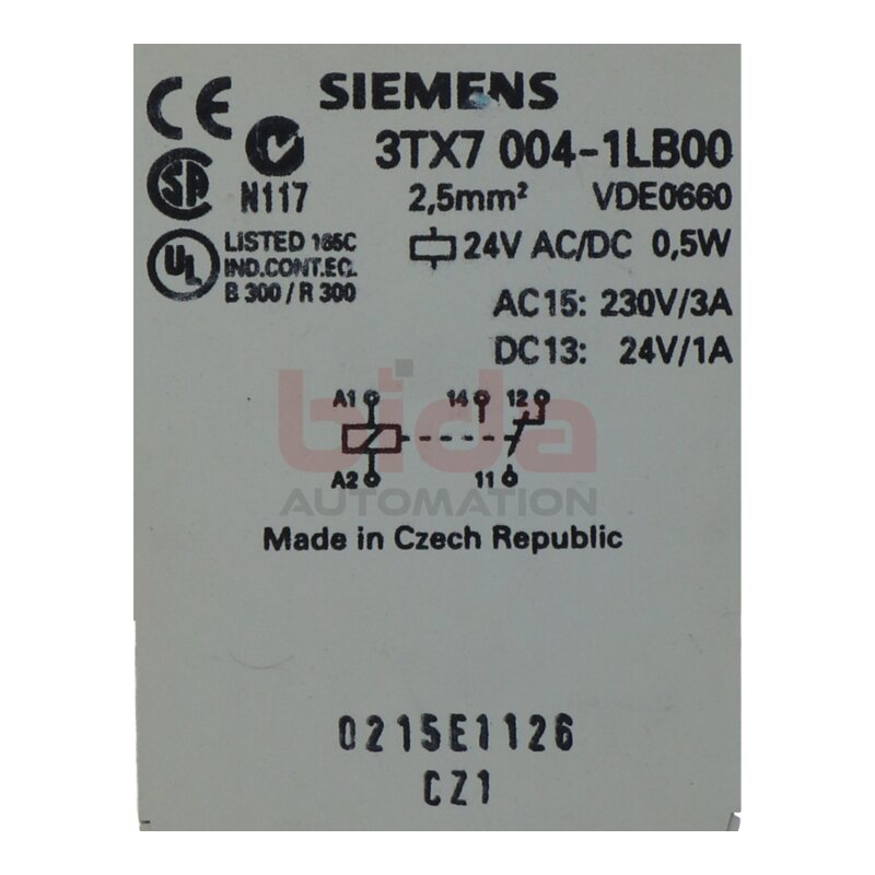 Siemens 3TX7004-1LB00 / 3TX7 004-1LB00 Ausgangskoppelglied  / Output couple 24 V