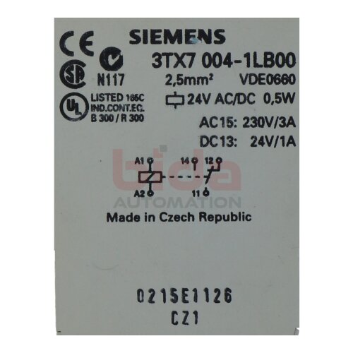 Siemens 3TX7004-1LB00 / 3TX7 004-1LB00 Ausgangskoppelglied  / Output couple 24 V