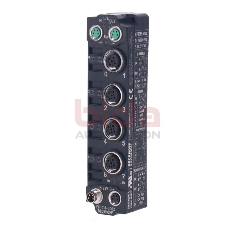 BECKHOFF EP1018-0002 EtherCAT Box, 8-Kanal-Digital-Eingang, 24V DC, 10 &micro;s, M12