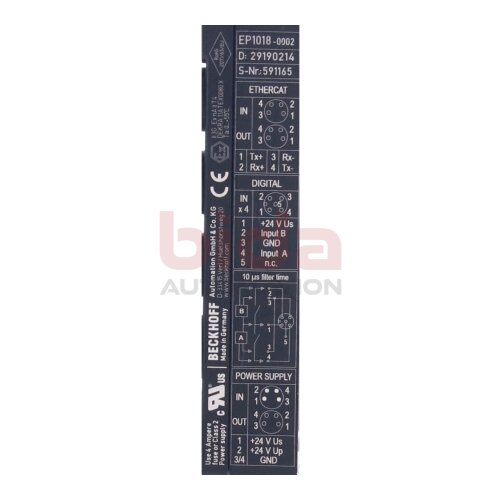 BECKHOFF EP1018-0002 EtherCAT Box, 8-Kanal-Digital-Eingang, 24V DC, 10 &micro;s, M12
