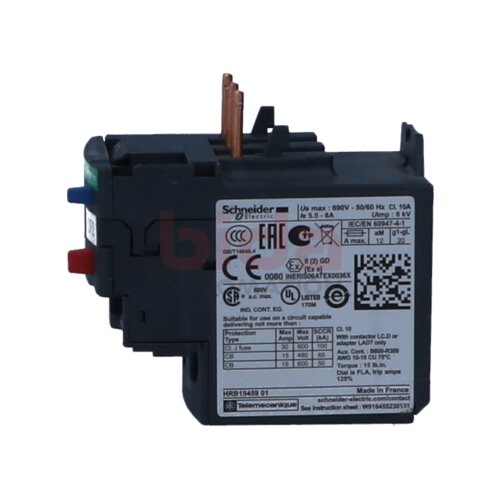 Schneider LRD 12 Motorschutzrelais / Motor protection relay, 5,5-8A, 1S+1&Ouml;, Klasse 10A