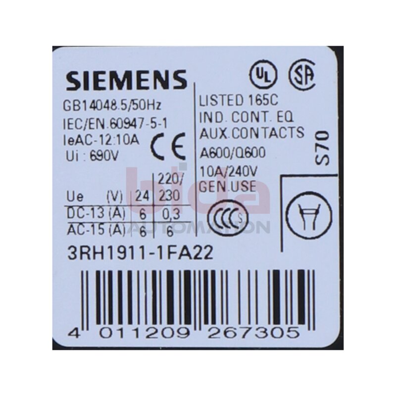 Siemens 3RH1911-1FA22 / 3RH1 911-1FA22 Hilfsschalterblock / auxiliary switch block