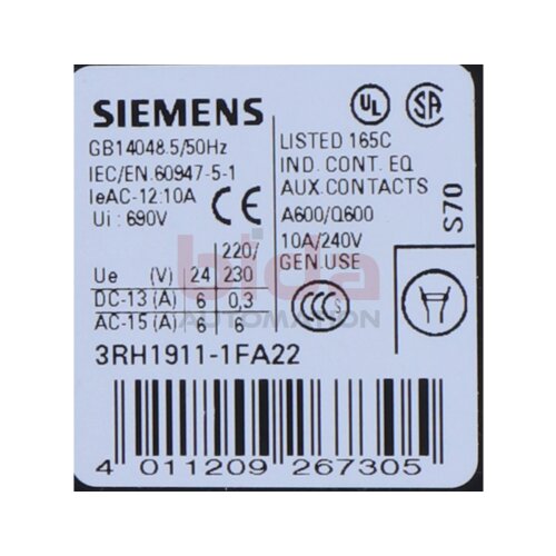 Siemens 3RH1911-1FA22 / 3RH1 911-1FA22 Hilfsschalterblock / auxiliary switch block