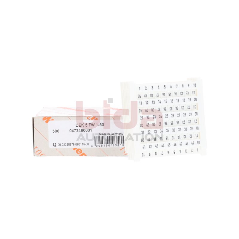 Weidm&uuml;ller DEK 5 FW 1-50  0473460001 Klemmenmarkierung Terminal Marking