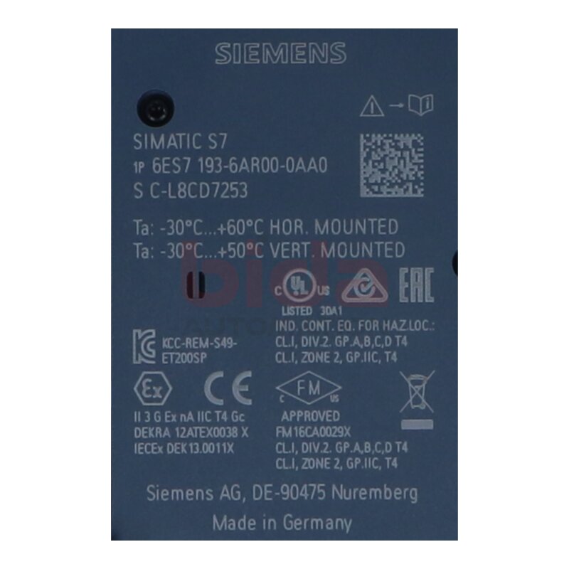 Siemens 6ES7193-6AR00-0AA0 / 6ES7 193-6AR00-0AA0  SIMATIC ET 200SP, Busadapter