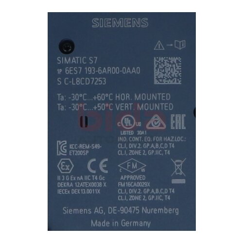 Siemens 6ES7193-6AR00-0AA0 / 6ES7 193-6AR00-0AA0  SIMATIC ET 200SP, Busadapter