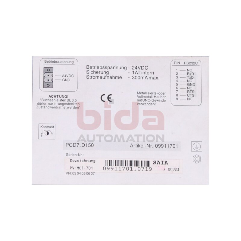 SAIA PCD7.D150 (09911701) Bedienpanel Operating panel