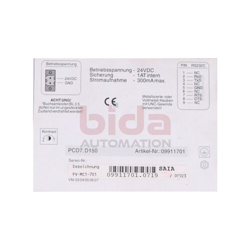 SAIA PCD7.D150 (09911701) Bedienpanel Operating panel