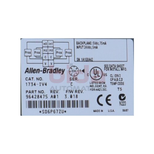 Allen-Bradley 1734-IV4 (96428475) POINT I/O 4-Punkt-Digitaleingangsmodul 4 Point Digital Input Module