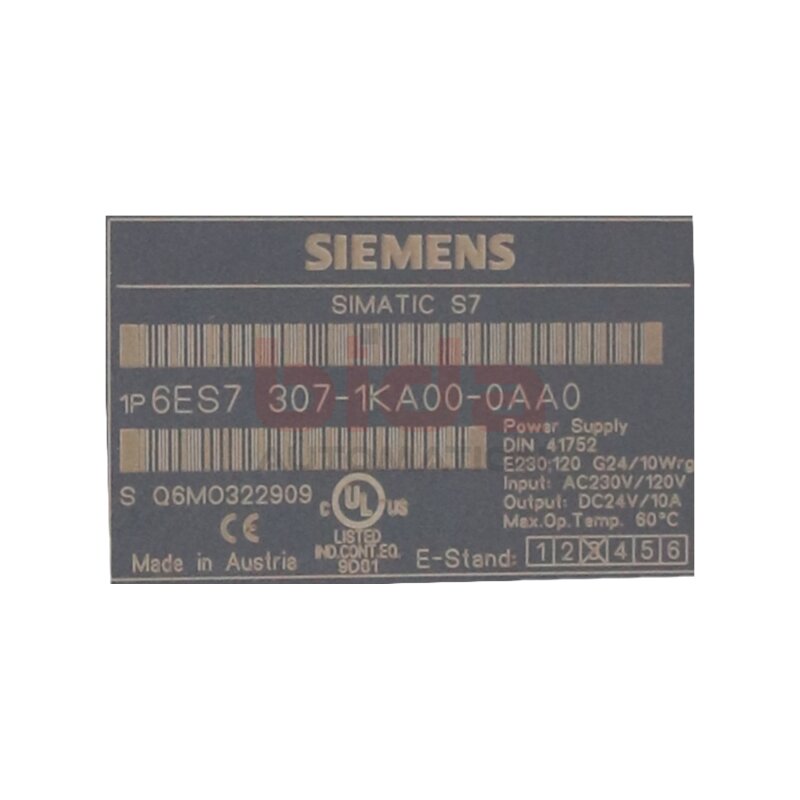 Siemens 6ES7307-1KA00-0AA0 / 6ES7 307-1KA00-0AA0 SIMATIC S7-300 Geregelte Stromversorgung / Power supply PS307