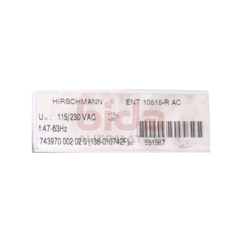 HIRSCHMANN ENT 10515-R AC Einschubnetzteil / Power Supply Module 115/230 VAC