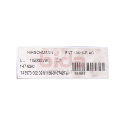 HIRSCHMANN ENT 10515-R AC Einschubnetzteil / Power Supply Module 115/230 VAC