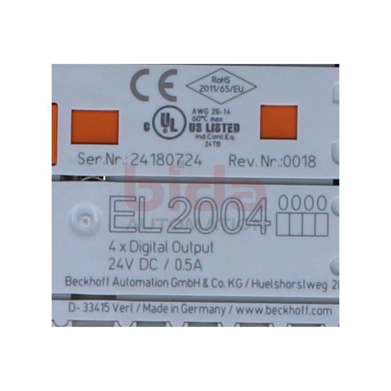 BECKHOFF EL2004 EtherCAT-Klemme/Terminal 4-Kanal-Digital-Ausgang / 4-channel digital output