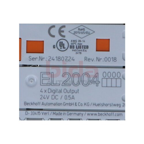 BECKHOFF EL2004 EtherCAT-Klemme/Terminal 4-Kanal-Digital-Ausgang / 4-channel digital output
