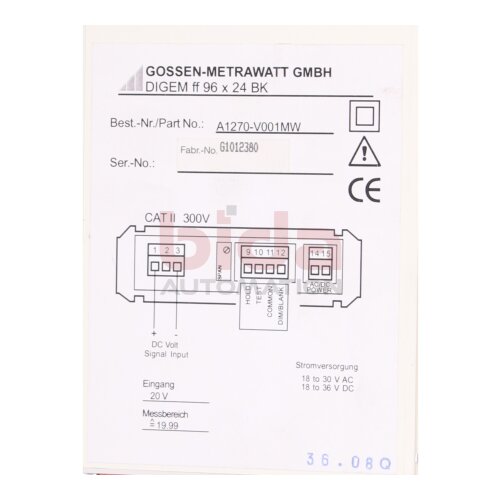 Gossen Metrawatt A1270-V001MW (G1012380) Stromwandler Current Transformer