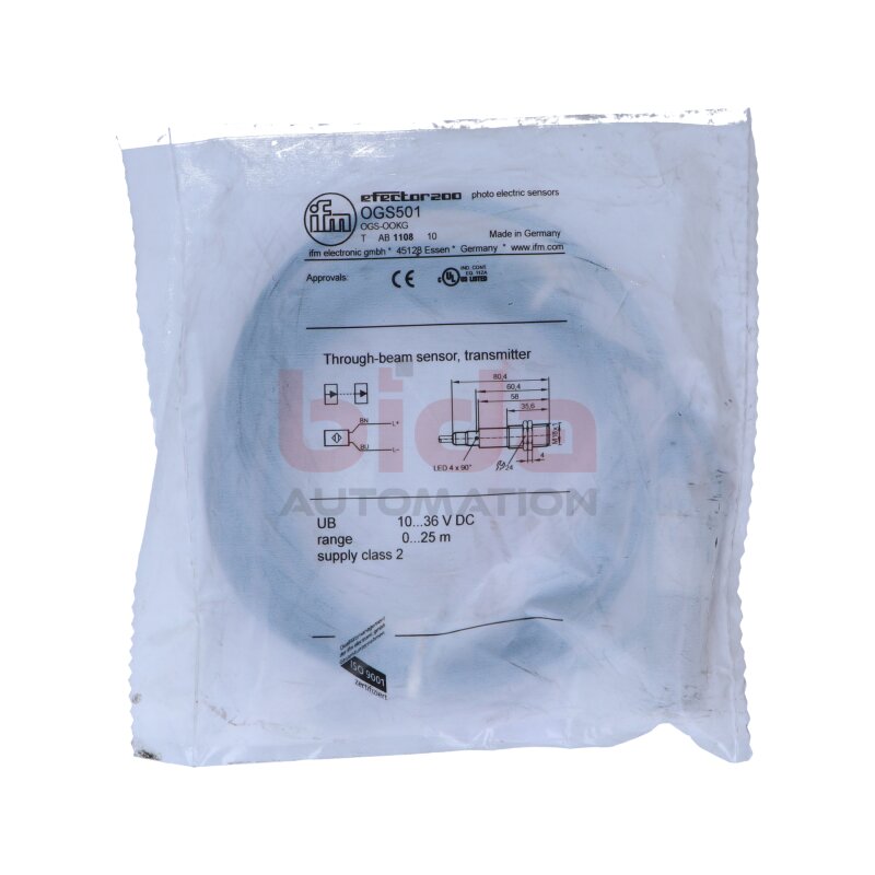 ifm OGE501 (OGS-OOKG) Einweg‑Lichtschranke / Through‑Beam Sensor 10 &hellip; 36 V DC