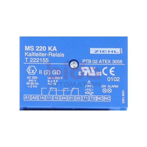 ZIEHL MS 220 KA T 222155 Kaltleiter-Relais / PTC thermistor relay 220-240V AC