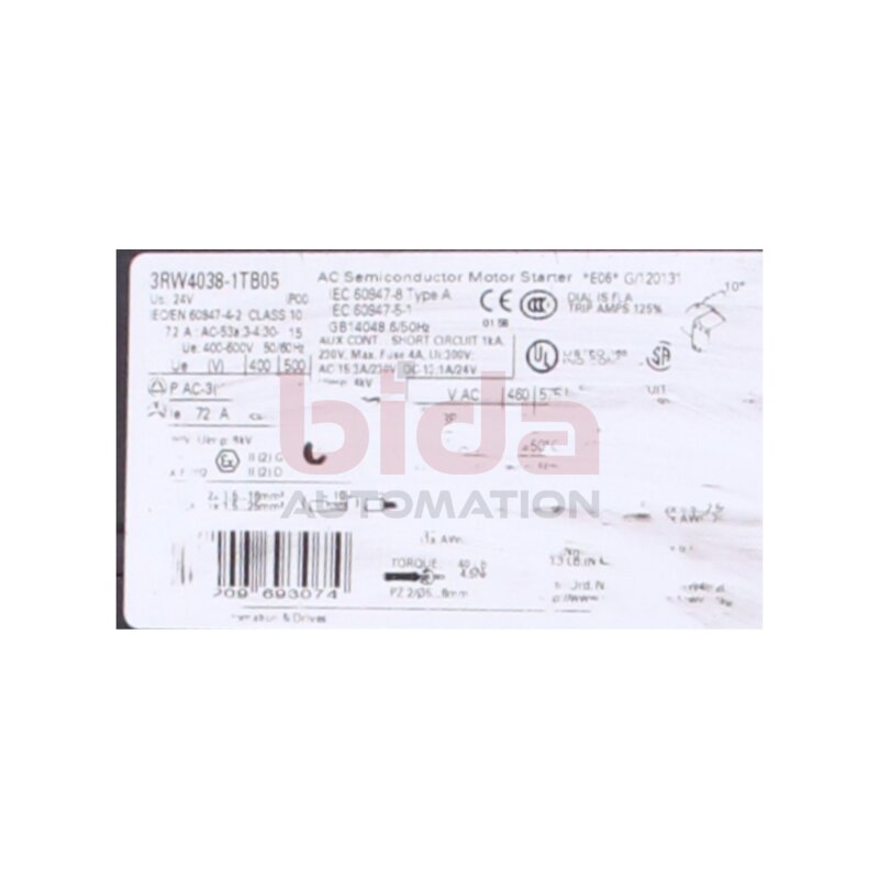 Siemens 3RW4038-1TB05 / 3RW4 038-1TB05  SIRIUS Sanftstarter S2 72 A / SIRIUS soft starter S2 72 A