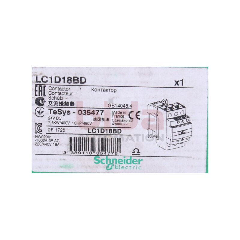 Schneider LC1D18BD (035477) Leistungssch&uuml;tz Power contactor