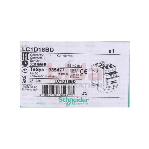 Schneider LC1D18BD (035477) Leistungssch&uuml;tz Power contactor