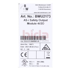 Bihl+Wiedmann BWU2173 ASi Safety Ausgangsmodul / ASi...