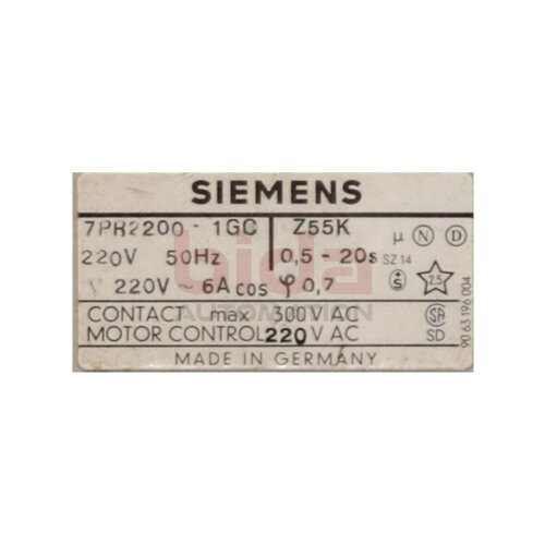Siemens 7PR2200-1GC Zeitrelais Time Relay 220V 6A