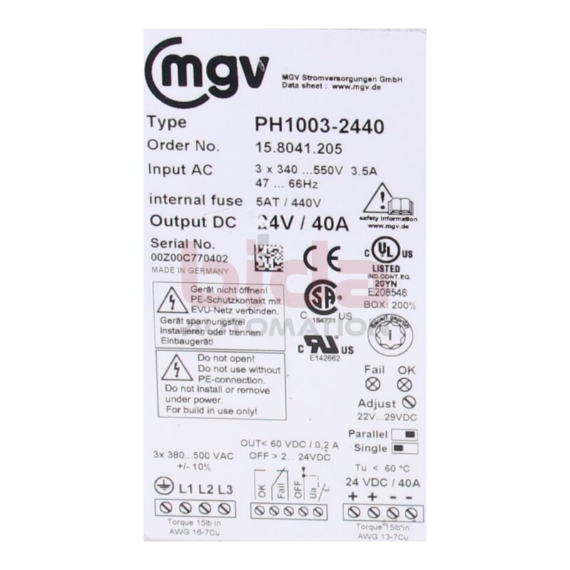 MGV PH1003-2440 Netzteil Power supply