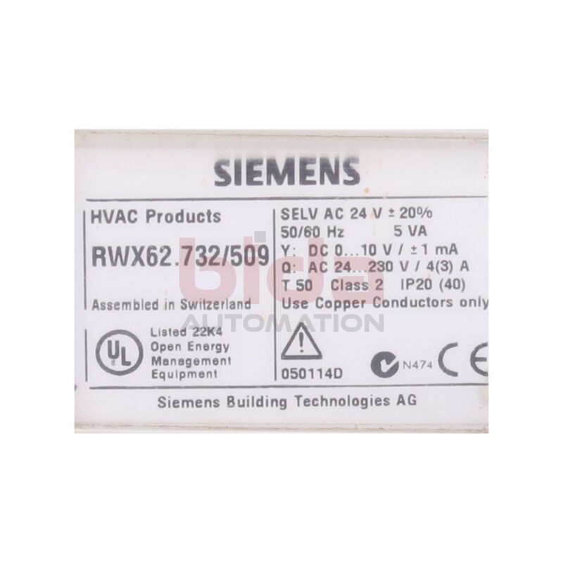Siemens RWX62.732/509 Universal Controller