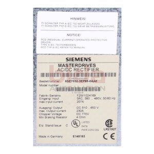 Siemens 6SE7023-8TP60-Z Simovert Masterdrives Vector Control