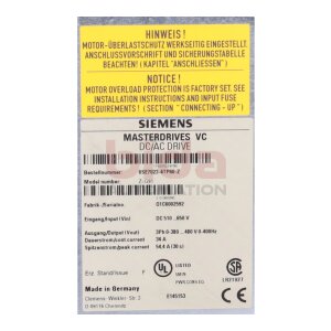 Siemens 6SE7023-4TP60-Z Simovert Masterdrives Vector Control